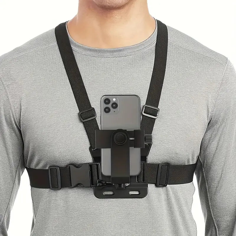 Soporte de Pecho Ajustable – Celular y GoPro POV 🚴🎥