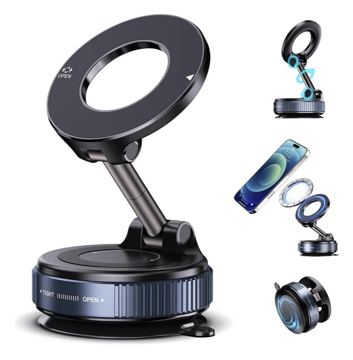 Soporte Magnético De Succión Al Vacío C-02, K-007, X68, K10a Negro y blaco