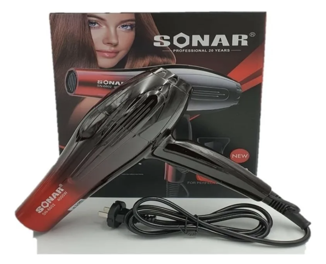 Secador de Cabello Profesional SONAR SN-6602 | 4000W Tourmaline Ionic | 3 Niveles de Calor + Cool Shot
