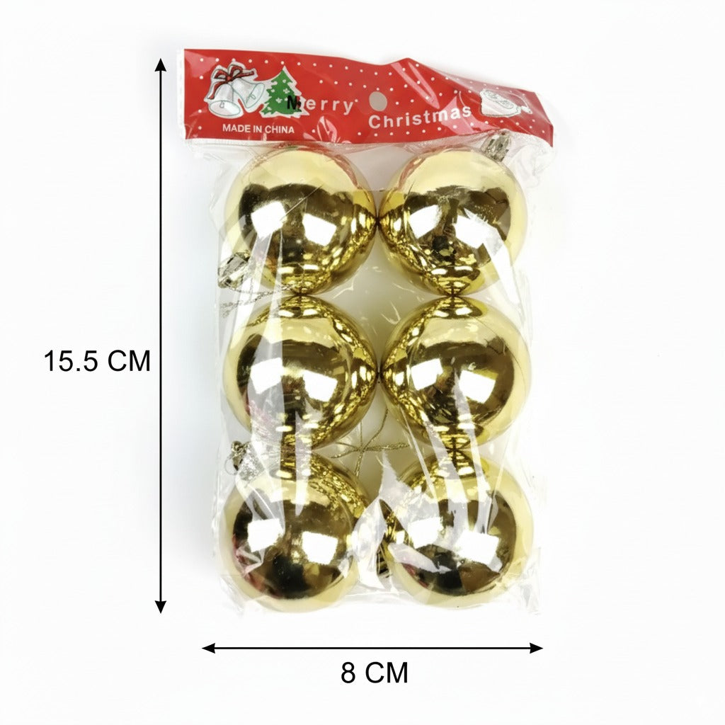 Esferas Navideñas Decorativas – Pack de 6 Unidades (Oro, Plata, Rojo)