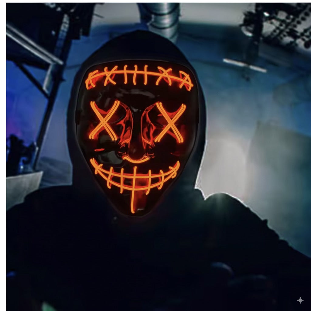 Máscara LED Neon Purge – Brilla en la Oscuridad | Halloween, Fiestas y Cosplay