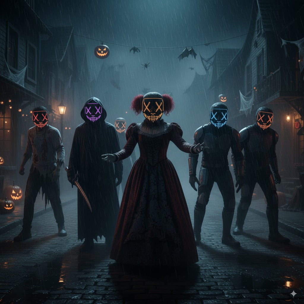 Máscara LED Neon Purge – Brilla en la Oscuridad | Halloween, Fiestas y Cosplay
