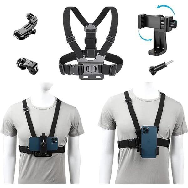 Soporte de Pecho Ajustable – Celular y GoPro POV 🚴🎥