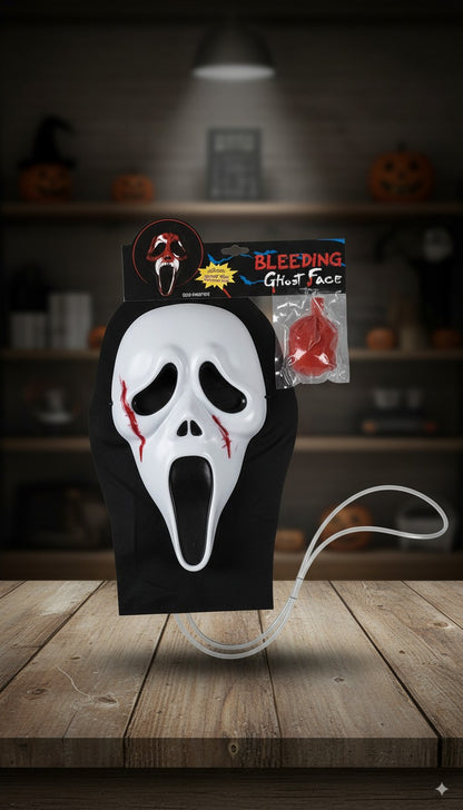 Máscara Sangrante Ghost Face con Efecto de Sangre – Halloween