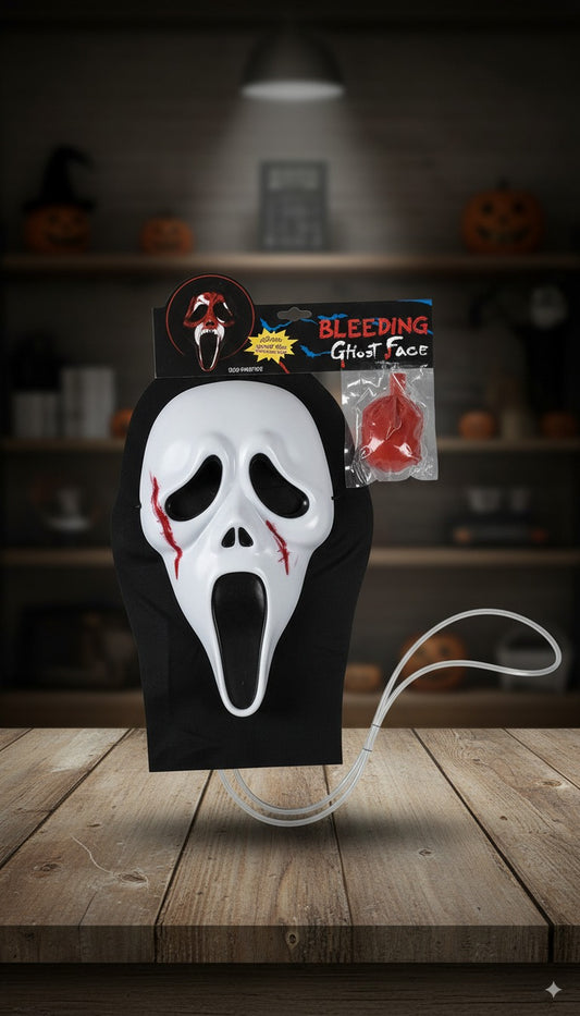 Máscara Sangrante Ghost Face con Efecto de Sangre – Halloween