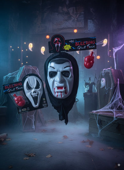 Máscara Sangrante Ghost Face con Efecto de Sangre – Halloween