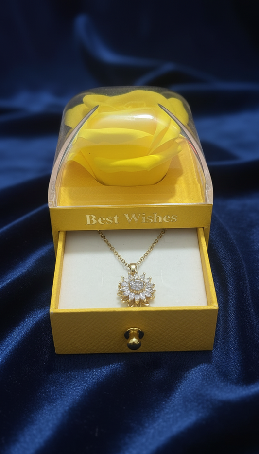 🌻 Collar Girasol en Acero Inoxidable – Un Regalo que Nunca se Marchita 💛