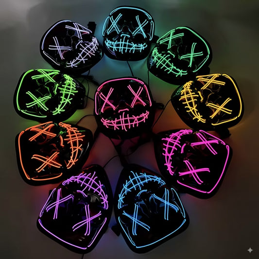 Máscara LED Neon Purge – Brilla en la Oscuridad | Halloween, Fiestas y Cosplay